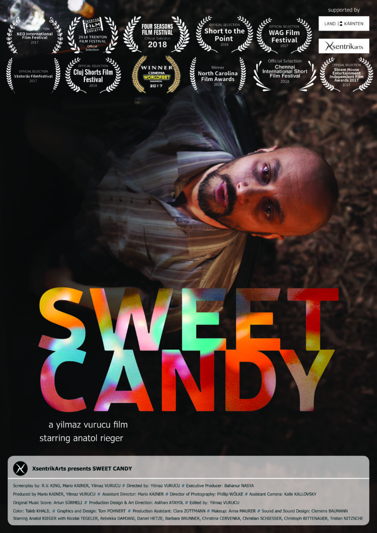 Sweet Candy, a short film directed by Yilmaz Vurucu has won numerous awards and accolades. The film stars Anatol Rieger, and has been screened at: Official Selections: Vasteras Film Festival/Sweden I Four Seasons Film Festival/U.K. Trenton Film Festival/U.S.A. I Cluj Short Film Festival/Romania I WAG Film Festival/Italy Chennai Film Fest./India I Cefalu Film Festival, Italy I Colortape Int. Film Festival/Australia Awards: Best Short Film, Cinema Awards/Canada (2017) North Carolina Film Award/USA (2018)